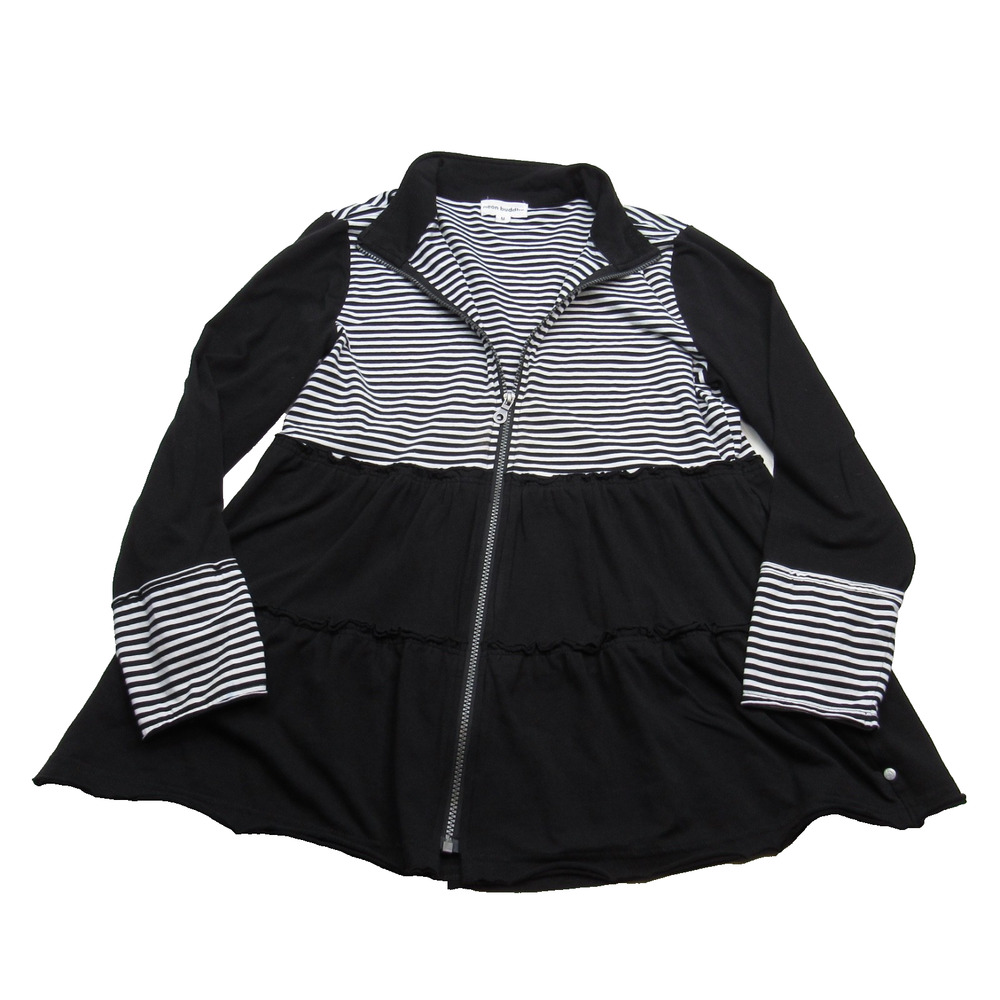 Neon Buddha Womens Jacket Medium Striped Black White Yoga Black White Activewear